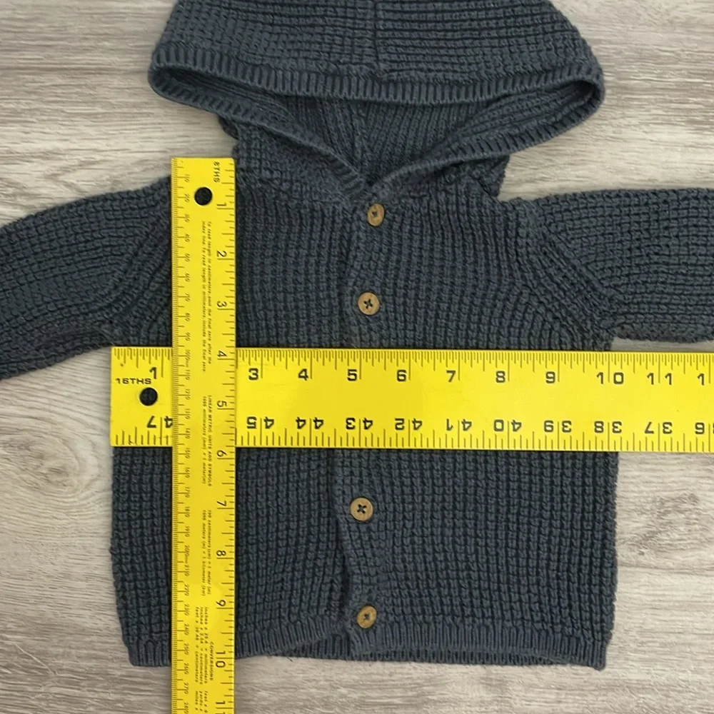 Carter's Navy Blue 100% Cotton Knit Hooded Cardigan Sweater Size 12 Months